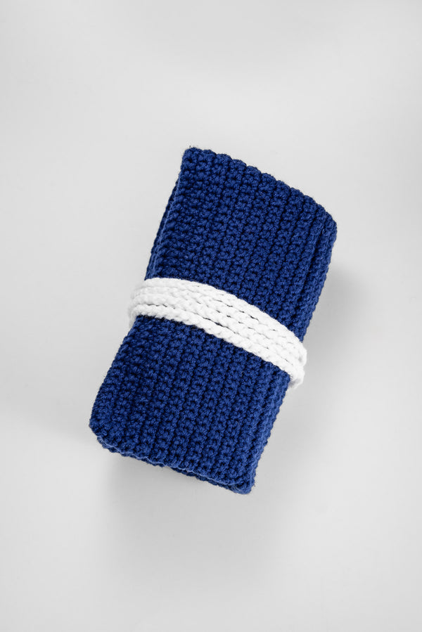 Crocheted Watch Roll Dark Blue